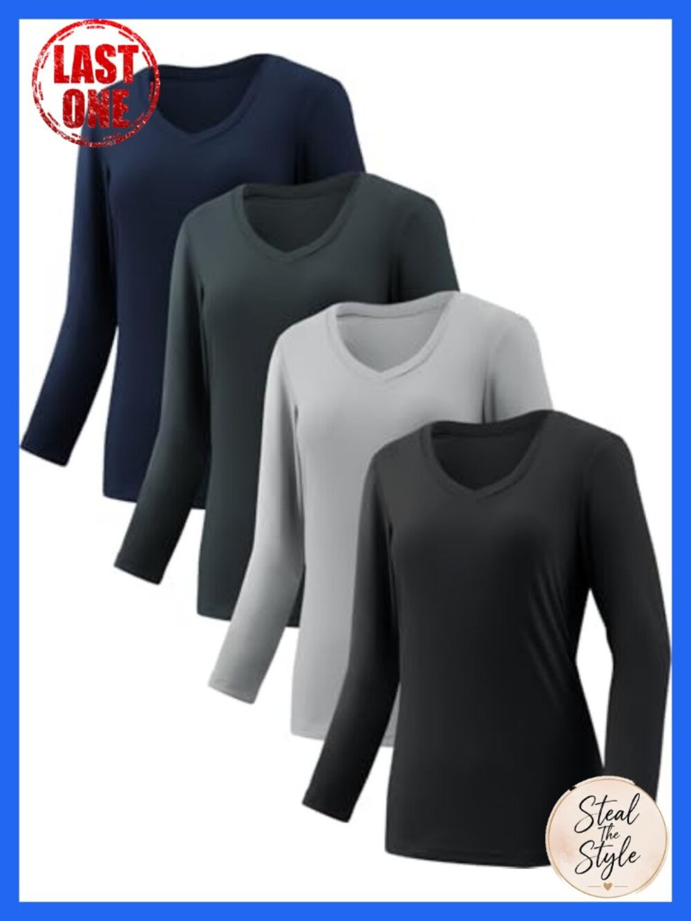 Womens Long Sleeve V Neck Workout Top UPF 50+ Moisture Wicking Athletic Tee